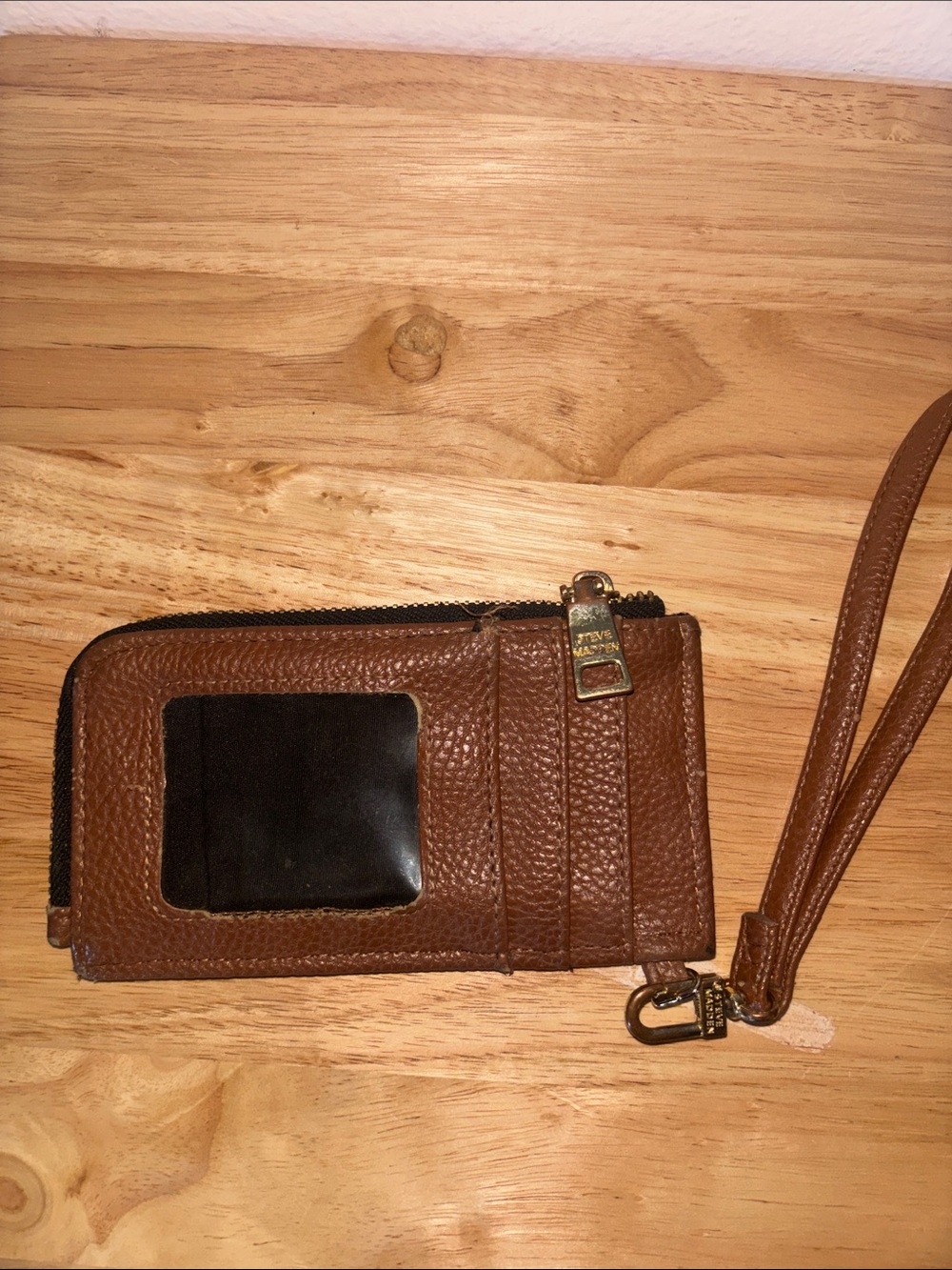 Steve Madden Brown Pebbled Leather Wristlet Wallet - Picture 3 of 7